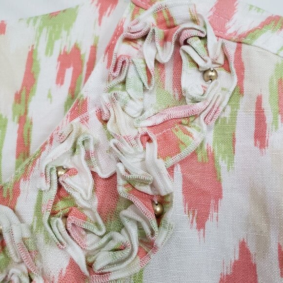 Ruby Rd Ikat Jacket Linen Rayon Beaded Lightweight Button Front Womens Size 24W - Picture 4 of 9